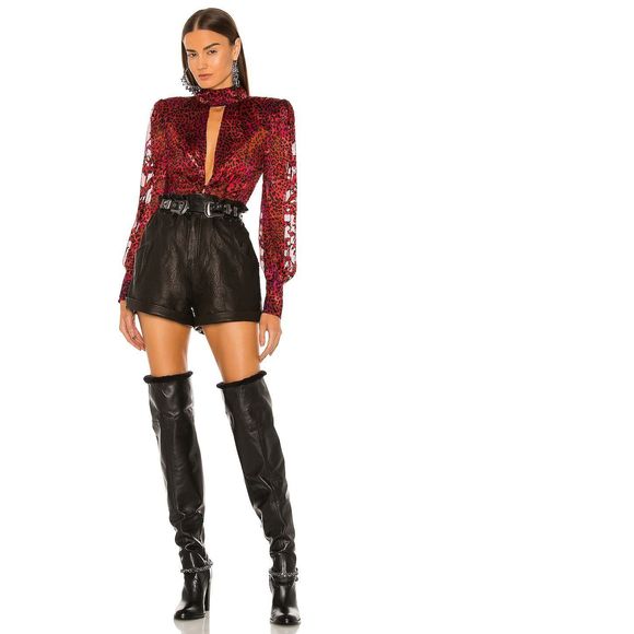 NEW Size XS DUNDAS x REVOLVE Hendrix Top in Two Tone Leopard REVOLVE MSRP $248 - Picture 4 of 9